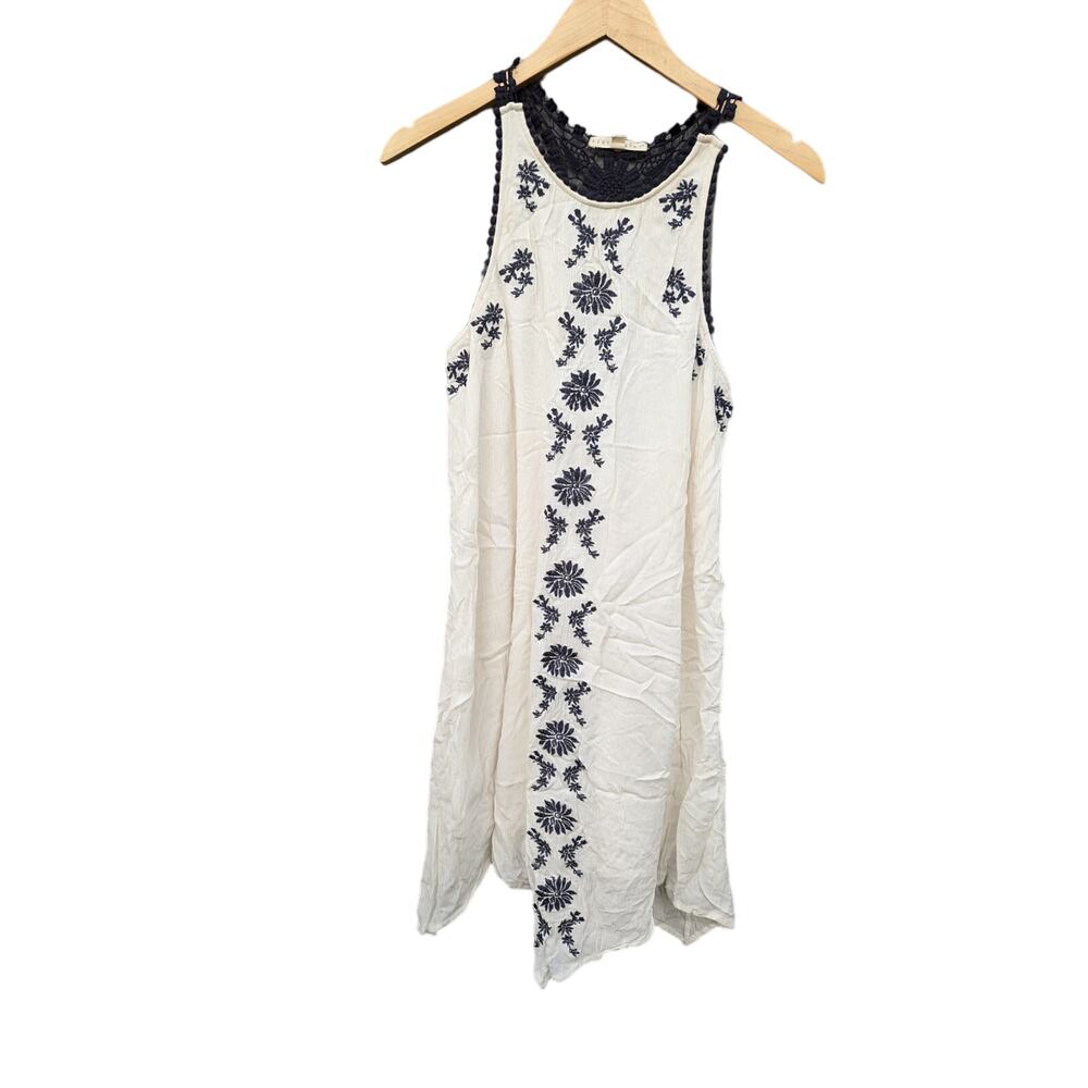 Hint of Mint S Boho Gauzy Summer Sun Dress Embroidered Costal Beach Light Weight